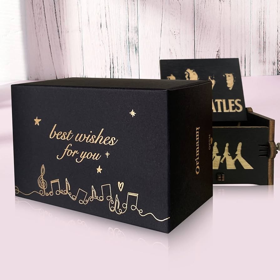 【アンティーク】アクセサリーBOX Beatlesのオルゴール付 Amazon.co.jp: veratwo The Beatles Gifts-手回し彫刻